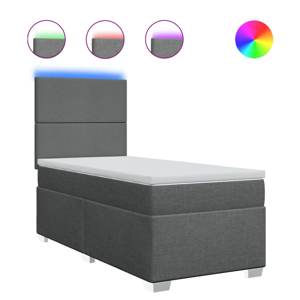 kontinentalseng med madras 80x200 cm stof mørkegrå