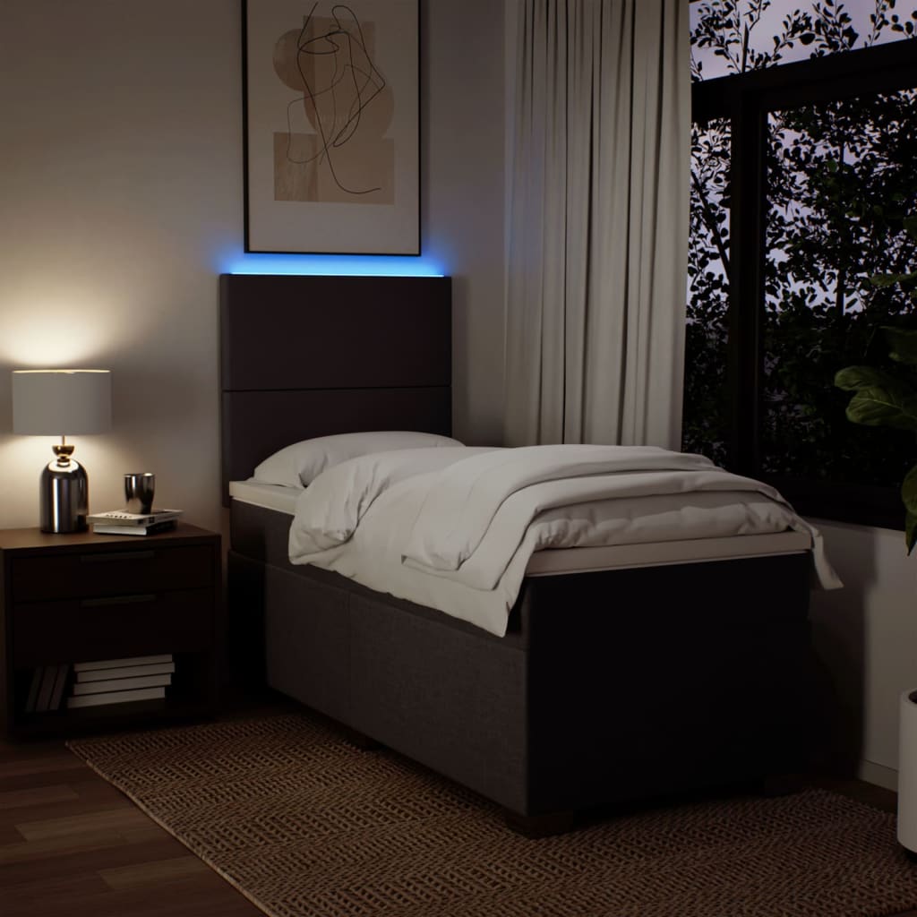 kontinentalseng med madras 80x200 cm stof mørkebrun