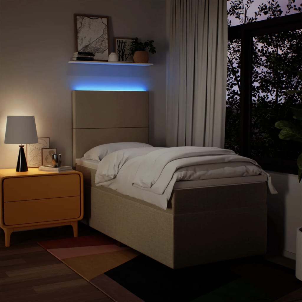 kontinentalseng med madras 80x200 cm stof cremefarvet