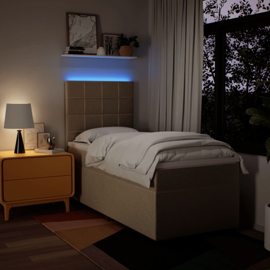 kontinentalseng med madras 80x200 cm stof cremefarvet