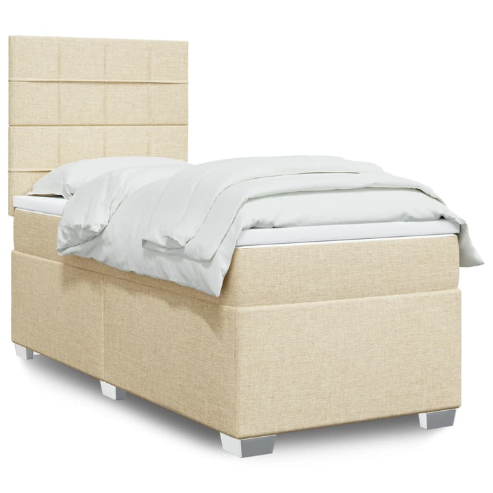 kontinentalseng med madras 80x200 cm stof cremefarvet