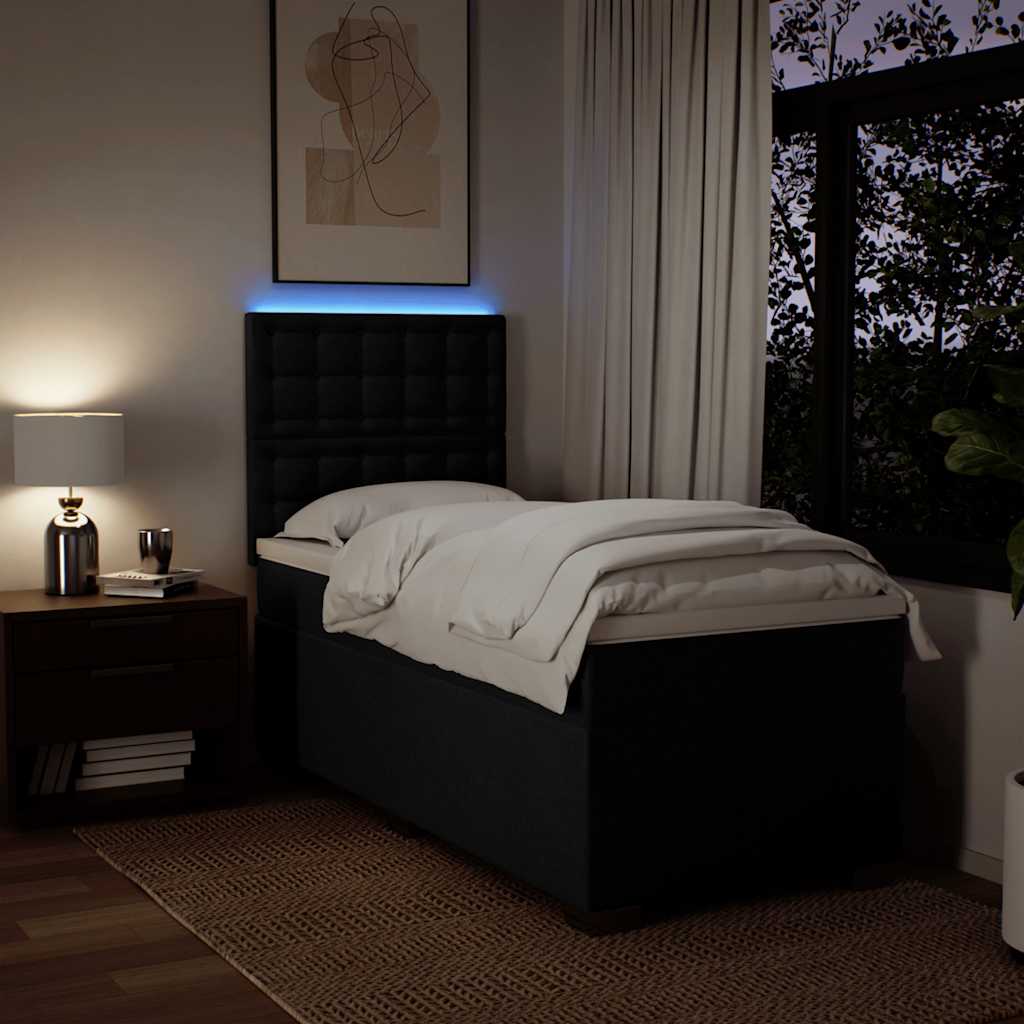 kontinentalseng med madras 80x200 cm stof sort
