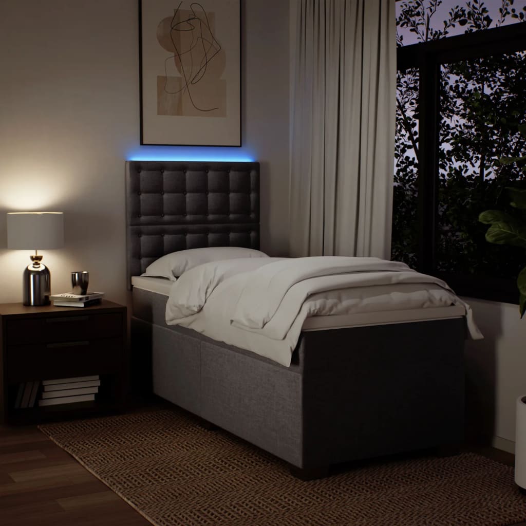 kontinentalseng med madras 80x200 cm stof gråbrun