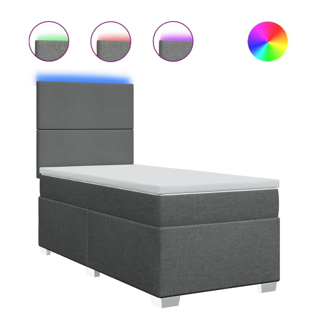 kontinentalseng med madras 90x190 cm stof mørkegrå