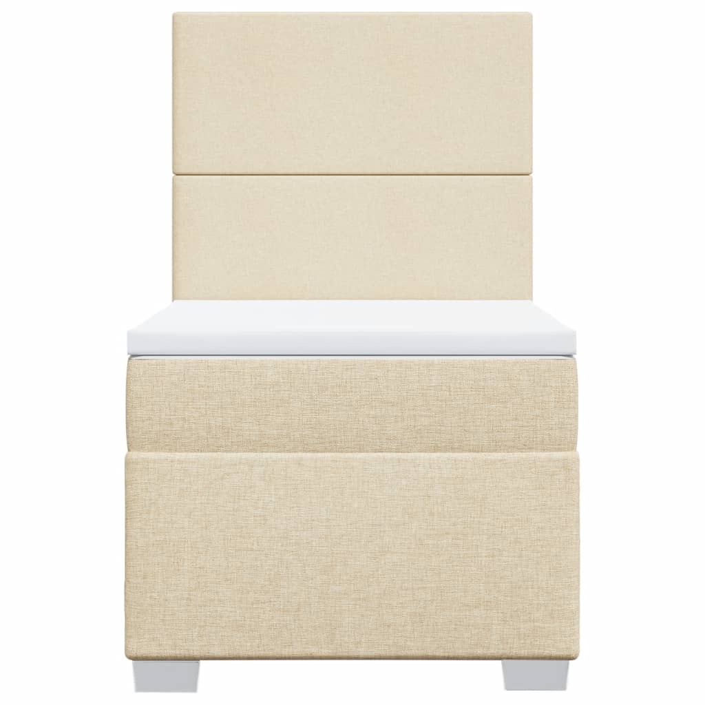 kontinentalseng med madras 90x190 cm stof cremefarvet