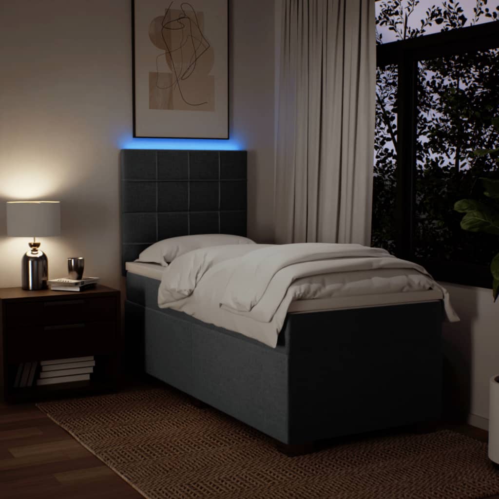 kontinentalseng med madras 90x190 cm stof mørkegrå