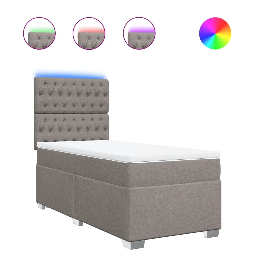 kontinentalseng med madras 90x190 cm stof gråbrun