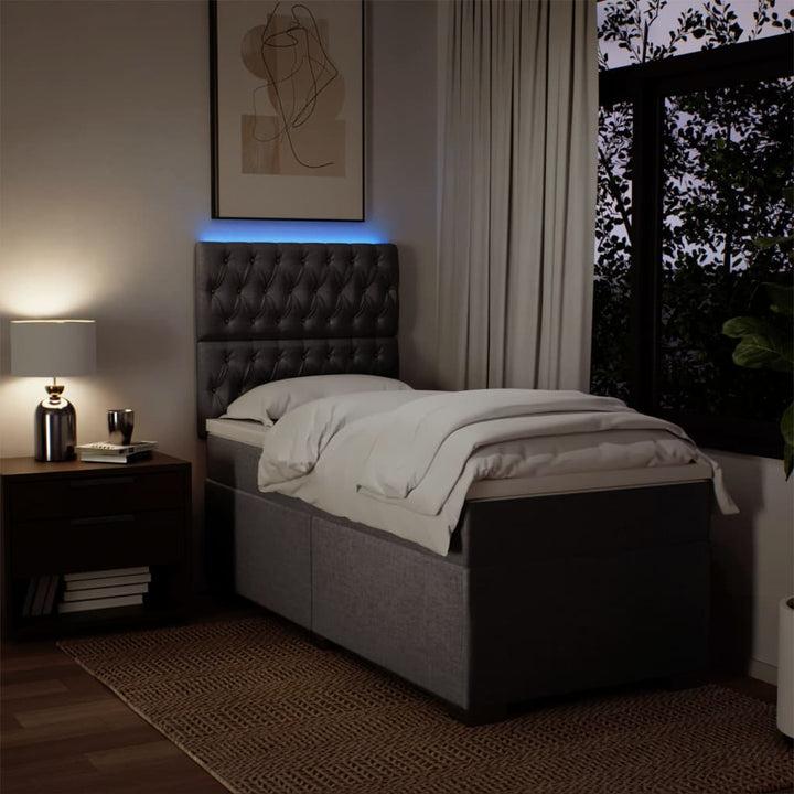 kontinentalseng med madras 90x190 cm stof gråbrun