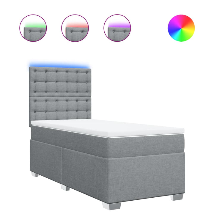 kontinentalseng med madras 90x190 cm stof lysegrå