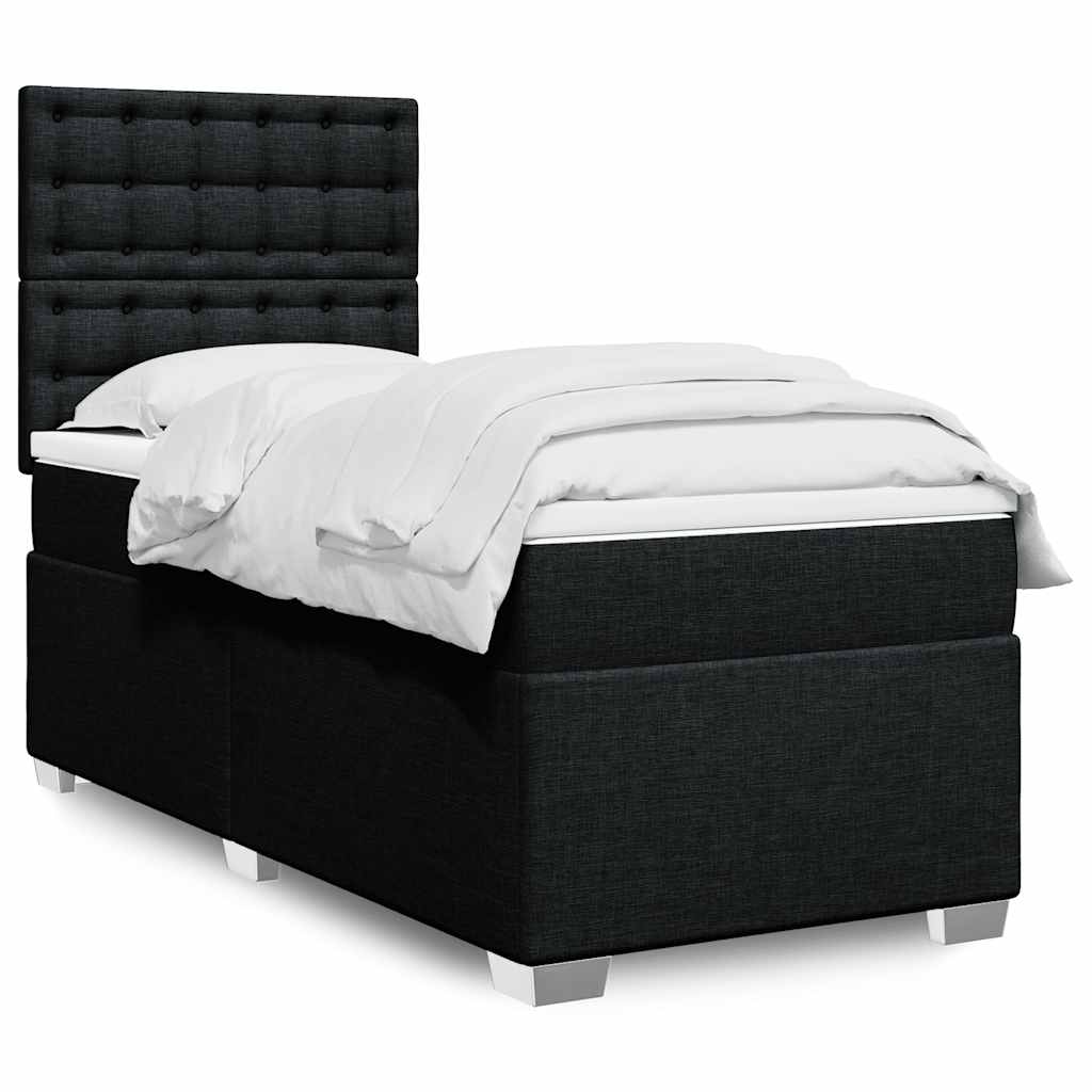 kontinentalseng med madras 90x190 cm stof sort