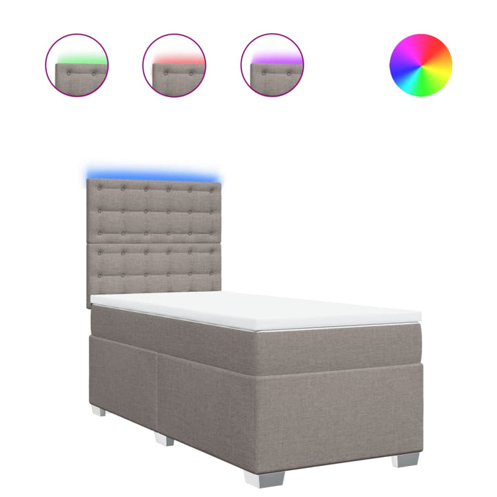 kontinentalseng med madras 90x190 cm stof gråbrun