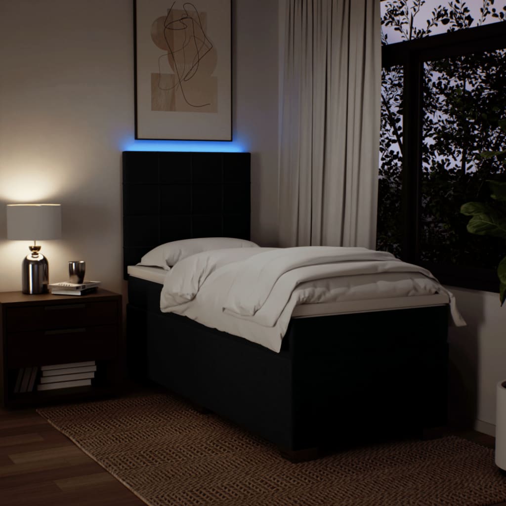 kontinentalseng med madras 90x200 cm stof sort