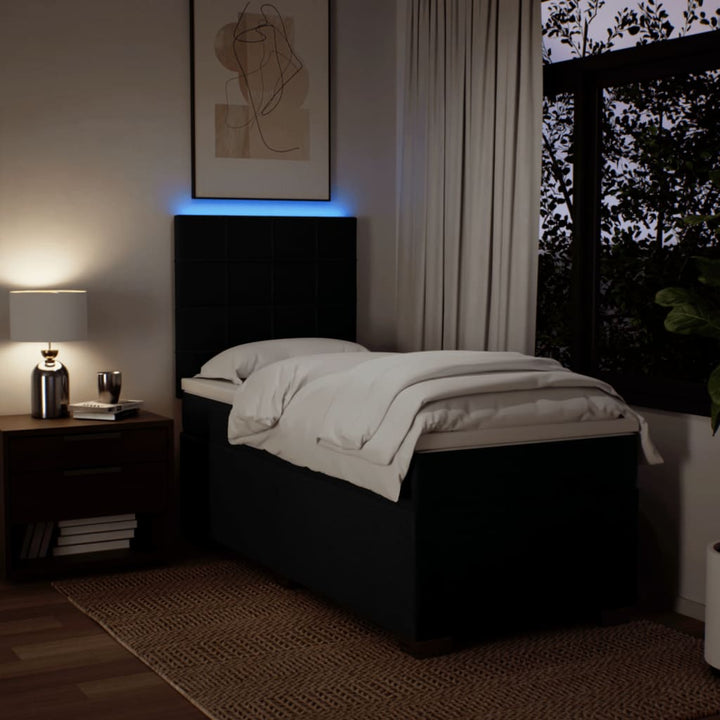 kontinentalseng med madras 90x200 cm stof sort