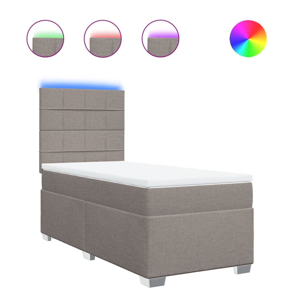 kontinentalseng med madras 90x200 cm stof gråbrun