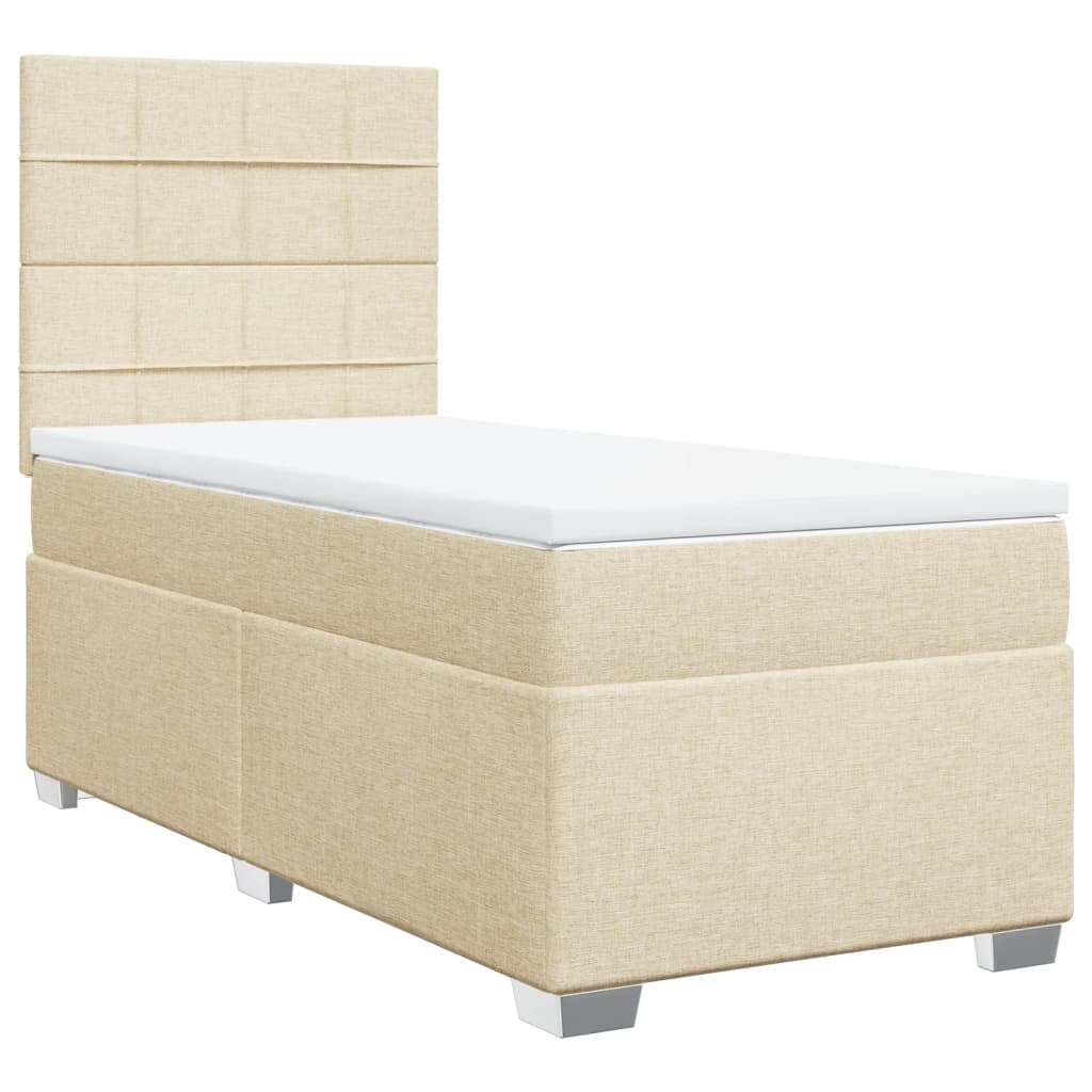 kontinentalseng med madras 90x200 cm stof cremefarvet