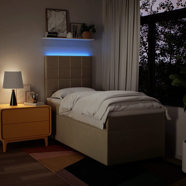 kontinentalseng med madras 90x200 cm stof cremefarvet