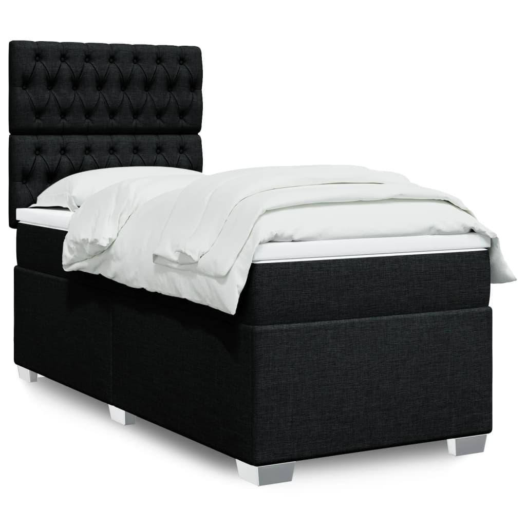 kontinentalseng med madras 90x200 cm stof sort