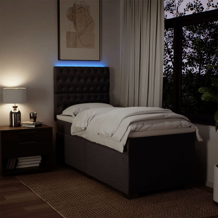 kontinentalseng med madras 90x200 cm stof mørkebrun