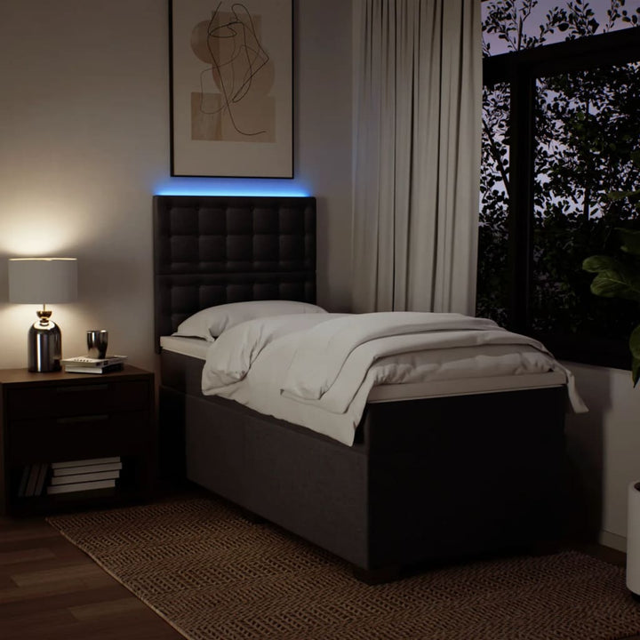 kontinentalseng med madras 90x200 cm stof mørkebrun