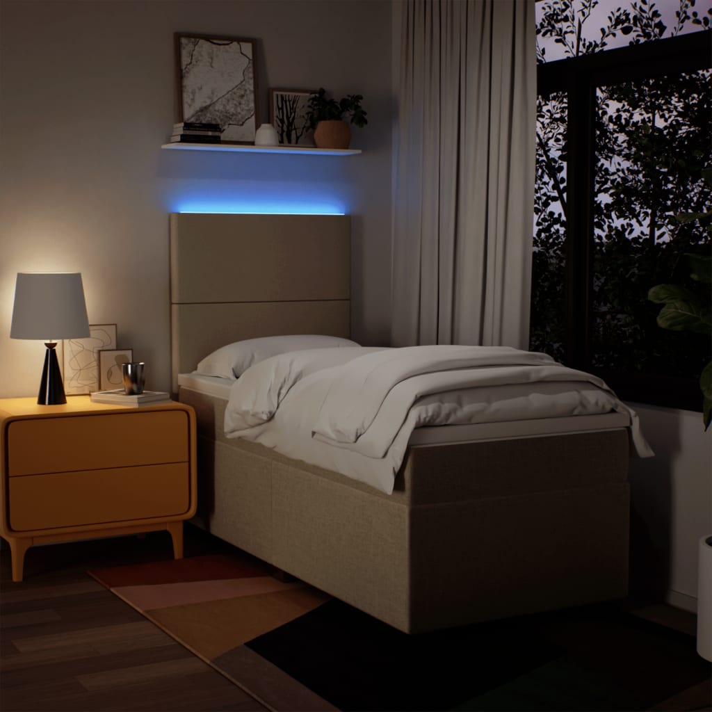 kontinentalseng med madras 100x200 cm stof cremefarvet