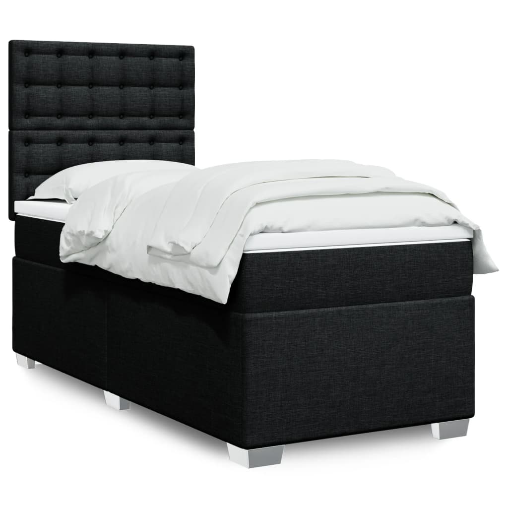 kontinentalseng med madras 100x200 cm stof sort