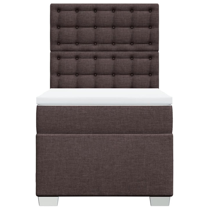 kontinentalseng med madras 100x200 cm stof mørkebrun