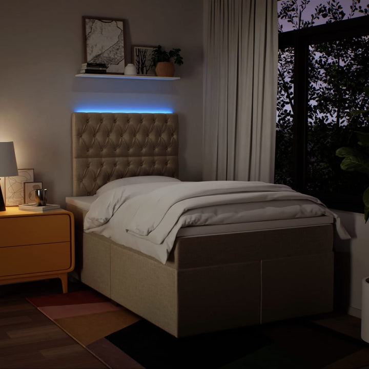 kontinentalseng med madras 120x190 cm stof cremefarvet