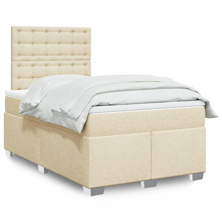 kontinentalseng med madras 120x190 cm stof cremefarvet