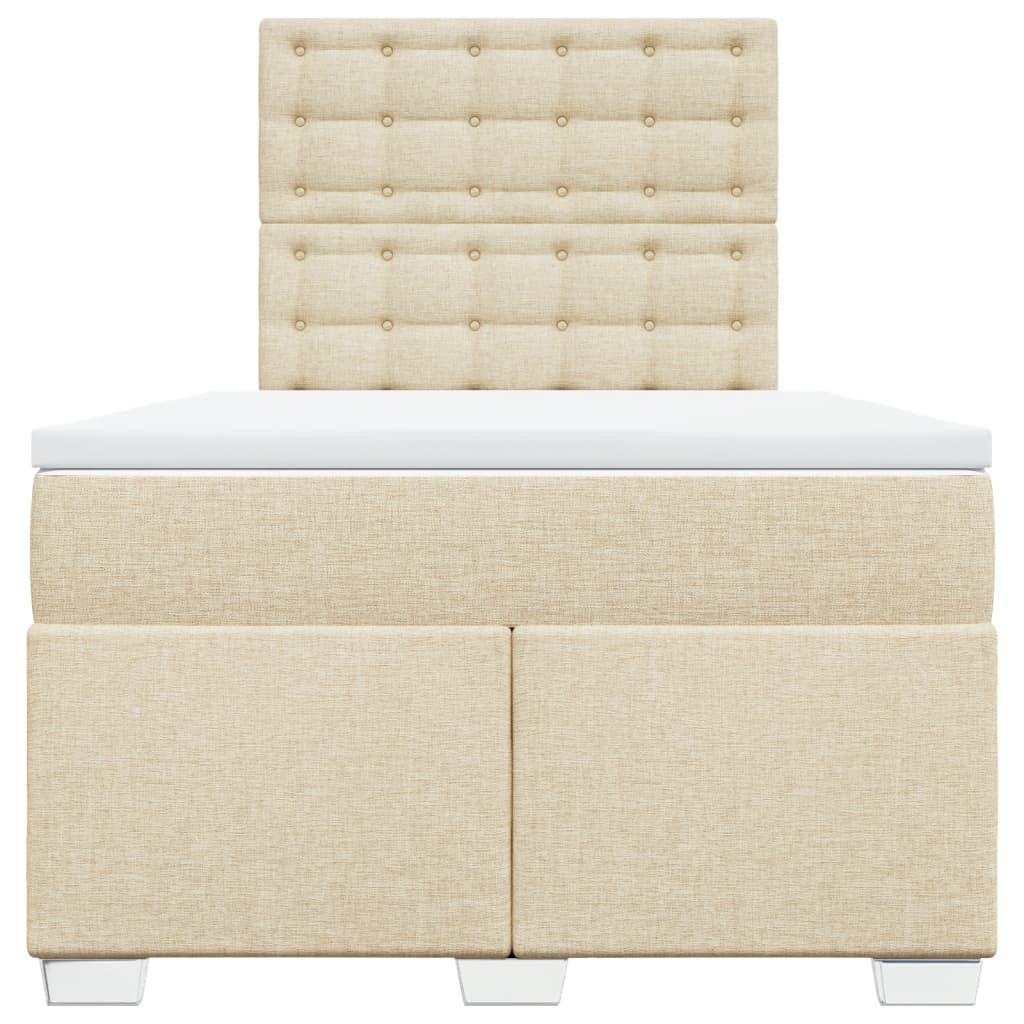 kontinentalseng med madras 120x200 cm stof cremefarvet