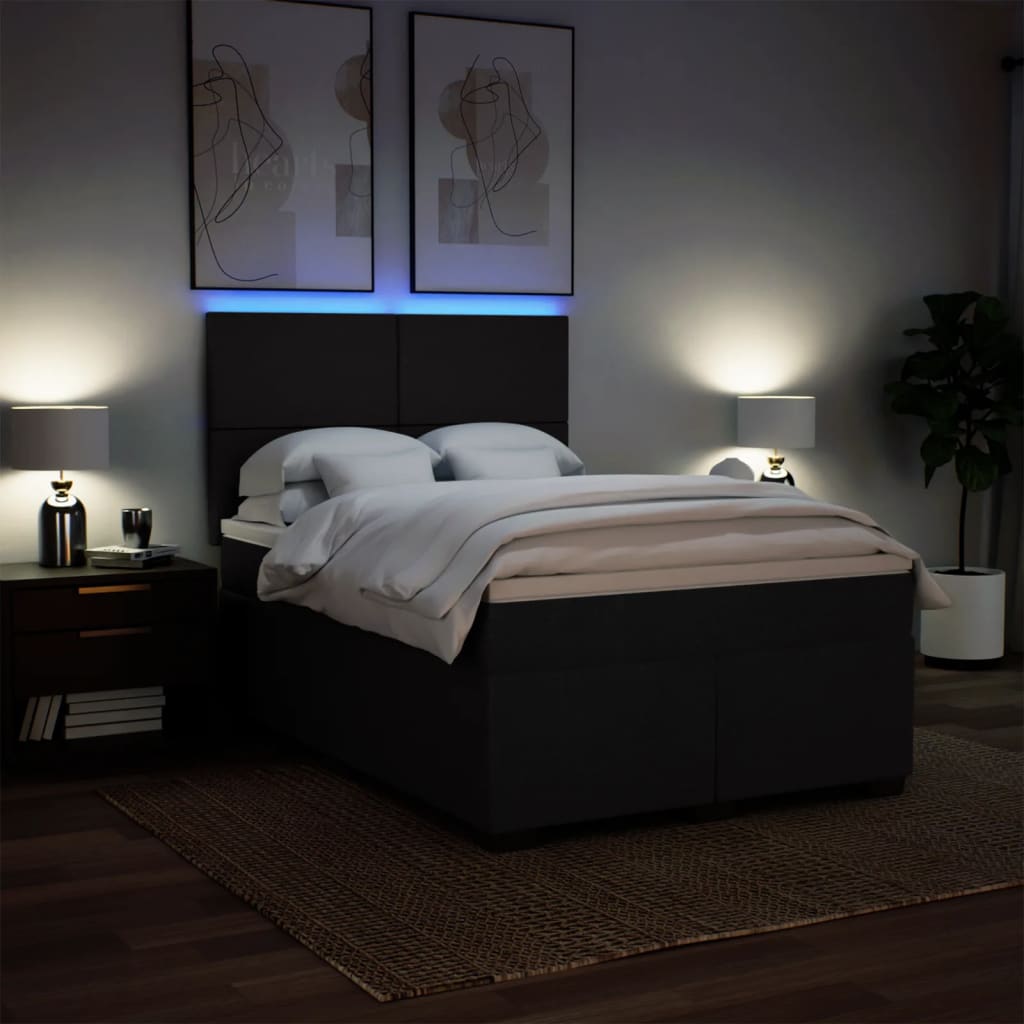 kontinentalseng med madras 140x190 cm stof sort