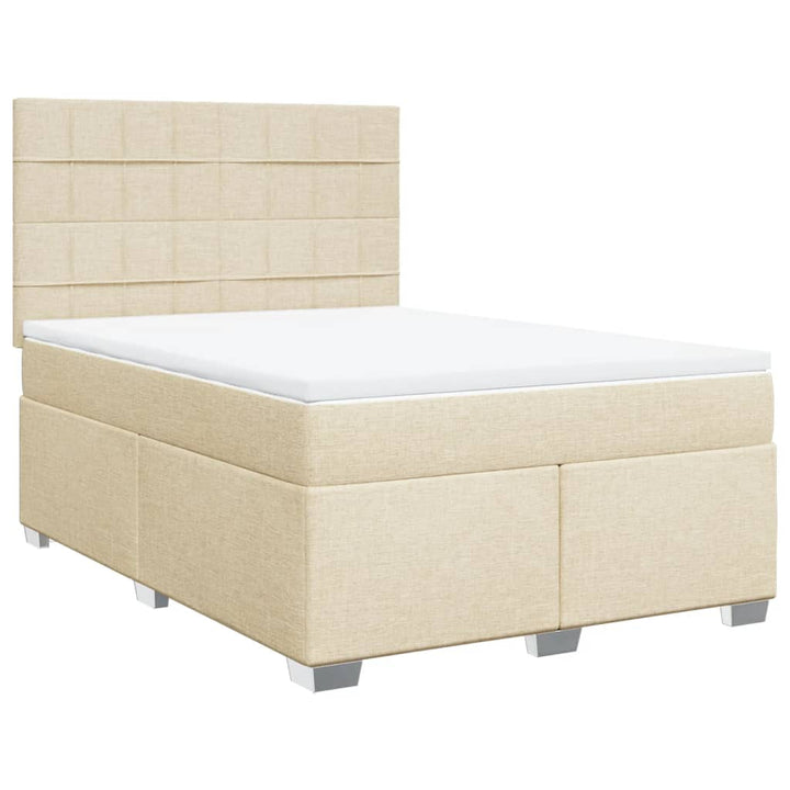 kontinentalseng med madras 140x190 cm stof cremefarvet