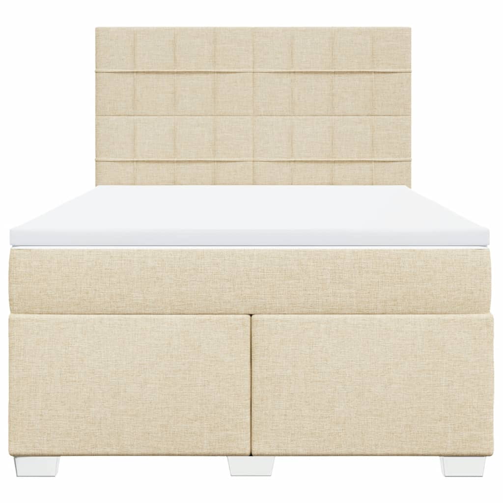 kontinentalseng med madras 140x190 cm stof cremefarvet