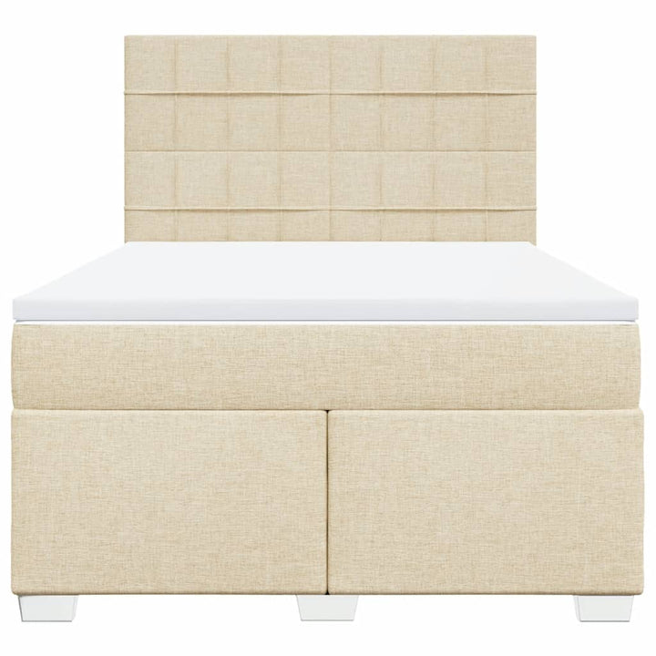 kontinentalseng med madras 140x190 cm stof cremefarvet
