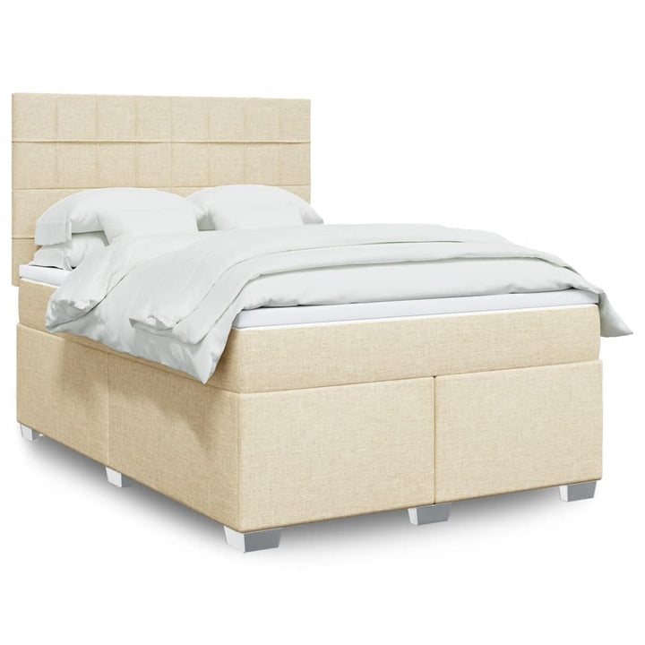 kontinentalseng med madras 140x190 cm stof cremefarvet