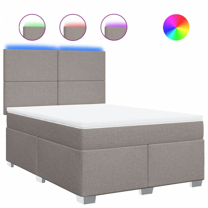 kontinentalseng med madras 140x200 cm stof gråbrun