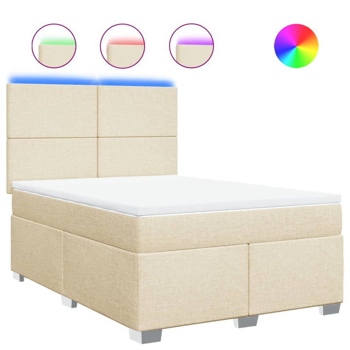 kontinentalseng med madras 140x200 cm stof cremefarvet