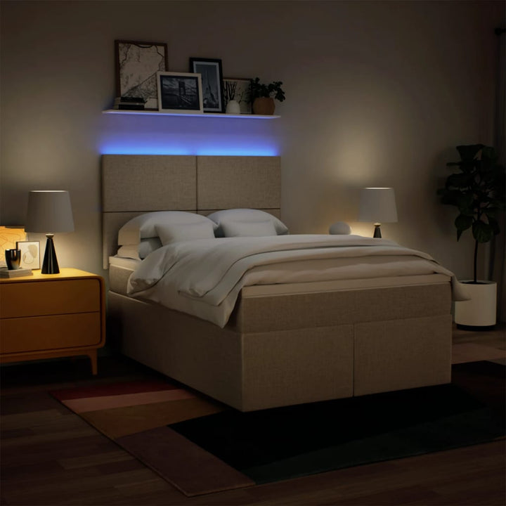 kontinentalseng med madras 140x200 cm stof cremefarvet