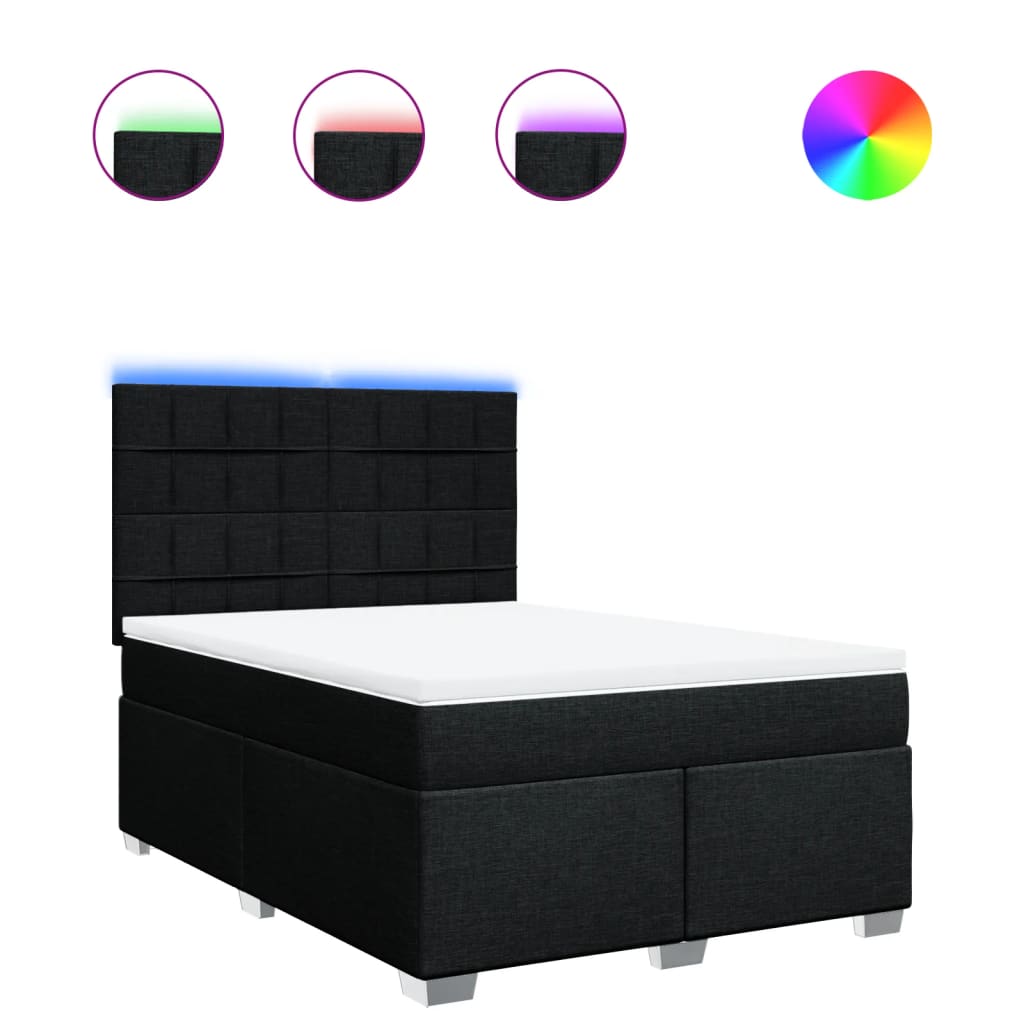 kontinentalseng med madras 140x200 cm stof sort