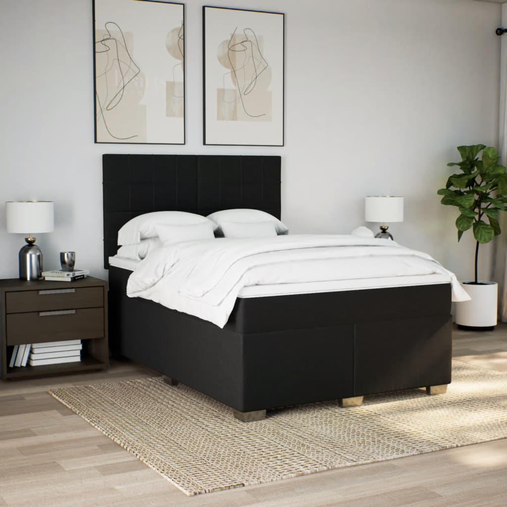 kontinentalseng med madras 160x200 cm stof sort