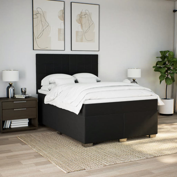 kontinentalseng med madras 160x200 cm stof sort