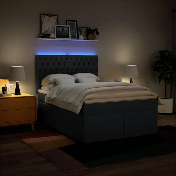 kontinentalseng med madras 160x200 cm stof blå