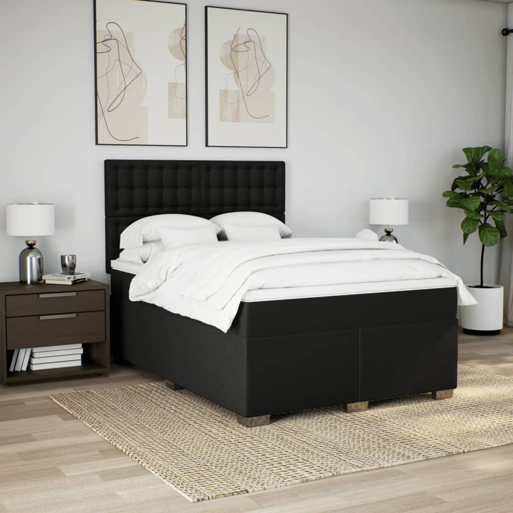 kontinentalseng med madras 160x200 cm stof sort