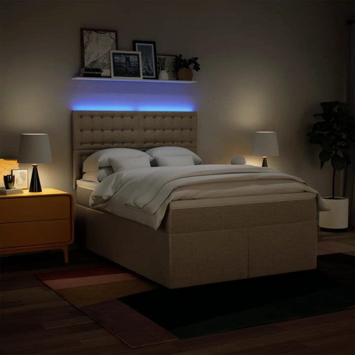 kontinentalseng med madras 160x200 cm stof cremefarvet