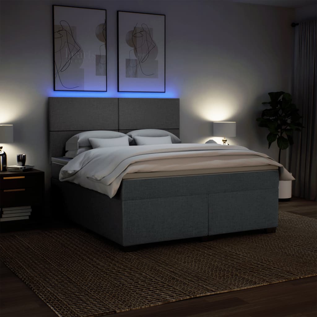 kontinentalseng med madras 180x200 cm stof mørkegrå