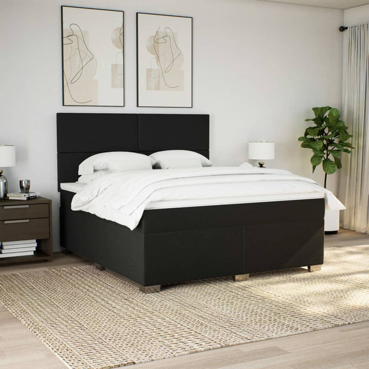 kontinentalseng med madras 180x200 cm stof sort