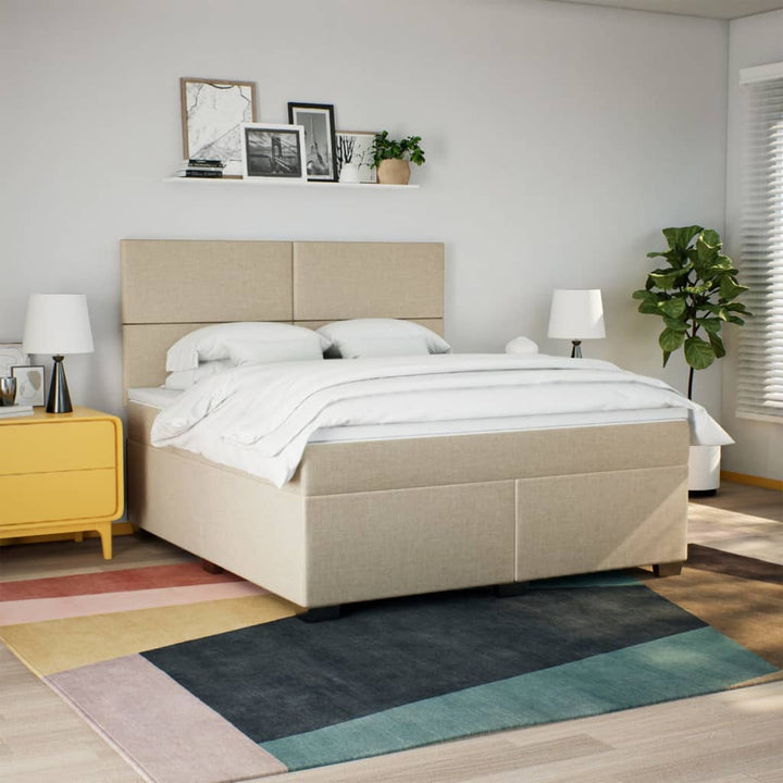 kontinentalseng med madras 180x200 cm stof cremefarvet