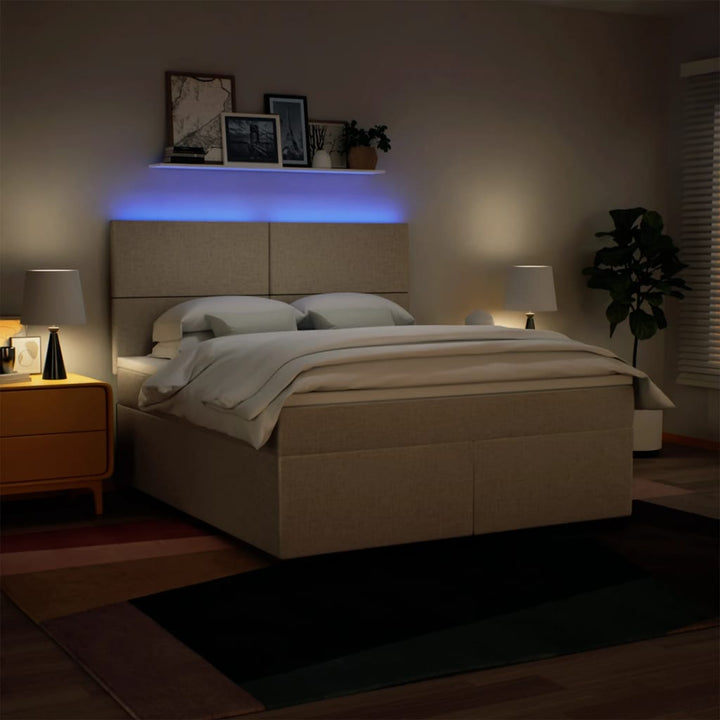 kontinentalseng med madras 180x200 cm stof cremefarvet