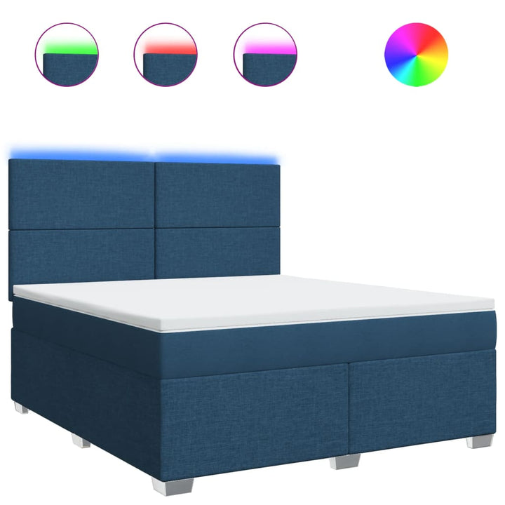 kontinentalseng med madras 180x200 cm stof blå