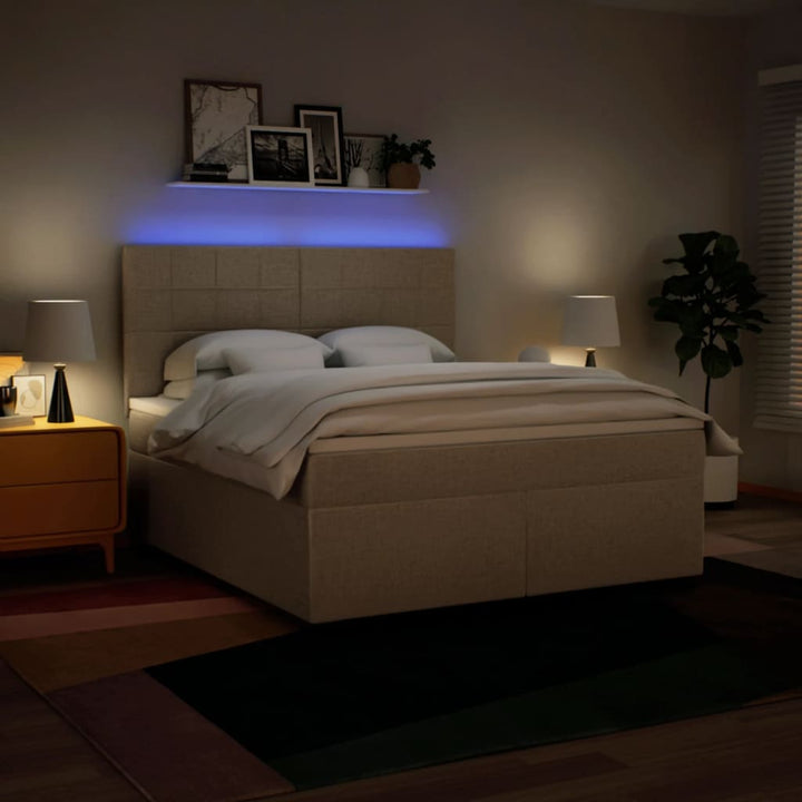 kontinentalseng med madras 180x200 cm stof cremefarvet