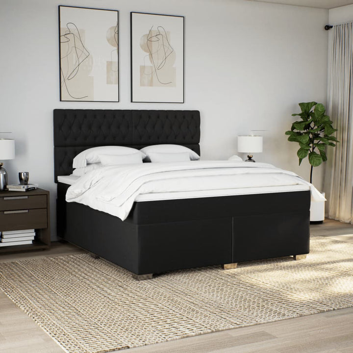 kontinentalseng med madras 180x200 cm stof sort